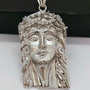 14K WHITE GOLD JESUS CHRIST HEAD PENDANT Stunning